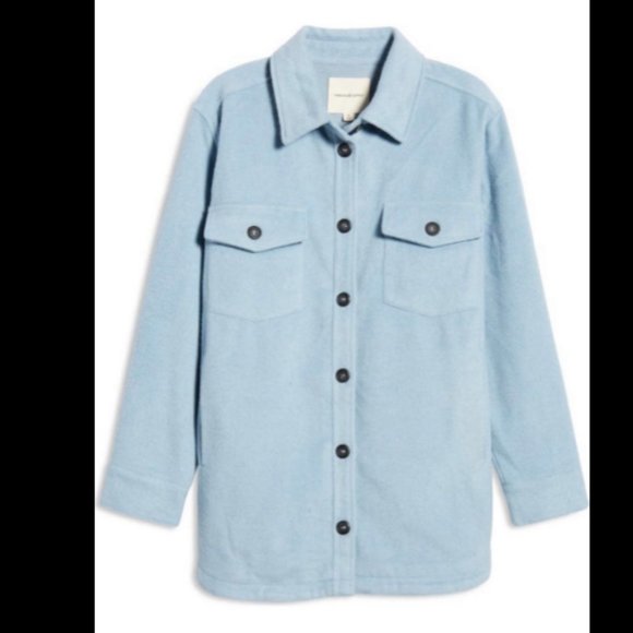 Thread & Supply Nordstrom Blue Soft Flannel Jacket Lined Shacket Medium 8 10 NWT - Picture 6 of 7